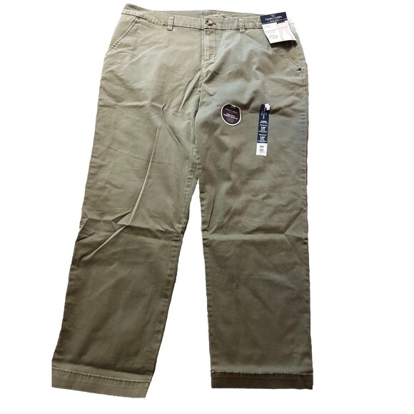 Faded Glory Chino Pants Women 16P Army Green Preppy‎ Straight Leg NEW - Picture 1 of 4